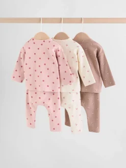Next Pink/ Cream/ Brown Print Long Sleeve Top And Leggings Set 6 Piece (0mths-3yrs)^ Newborn Clothing|Baby Girls