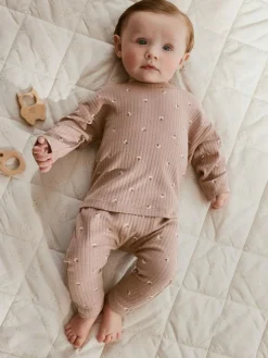 Next Pink/ Cream/ Brown Print Long Sleeve Top And Leggings Set 6 Piece (0mths-3yrs)^ Newborn Clothing|Baby Girls