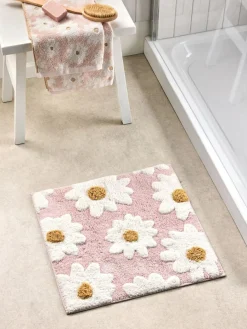 Online Next Daisy 100% Cotton Shower Mat Pink