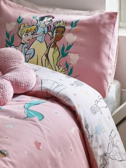 Next Pink Disney Princess Supersoft 100% Brushed Cotton Duvet Cover and Pillowcase Set^ Childrens Bedding