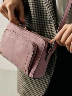 Next Double Zip Cross-Body Faux Suede Bag^Women Bags