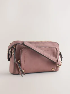 Next Double Zip Cross-Body Faux Suede Bag^Women Bags