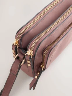 Next Double Zip Cross-Body Faux Suede Bag^Women Bags