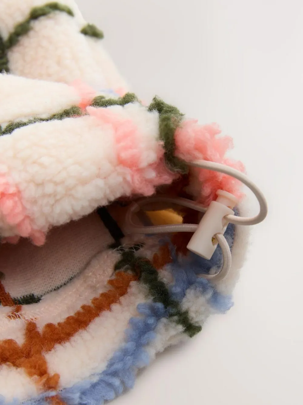 Best Next Pink/ Ecru Check Soft Touch Cosy Teddy Borg Quarter Zip Fleece