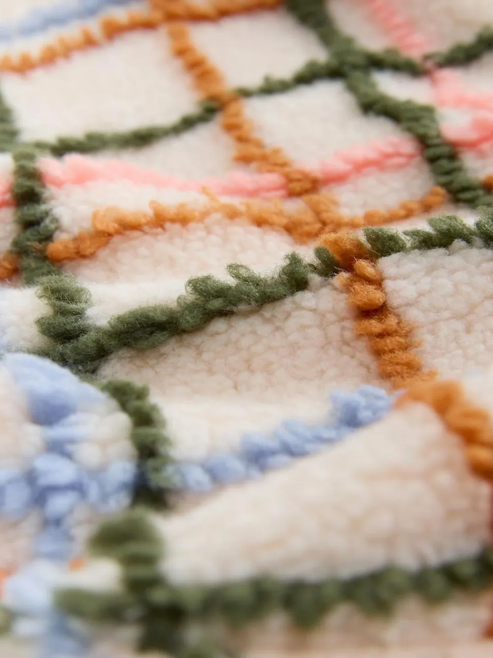 Best Next Pink/ Ecru Check Soft Touch Cosy Teddy Borg Quarter Zip Fleece