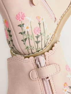 Discount Next Standard Fit (F) Chelsea Ankle Boots Pink Embroidered