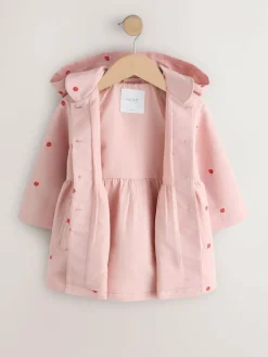Outlet Next Shower Resistant Button Front Coat (3mths-7yrs) Pink Embroidery