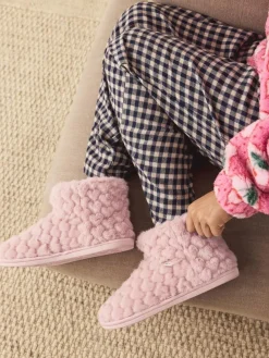 Discount Next Faux Fur Heart Slipper Boots Pink