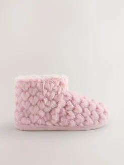 Discount Next Faux Fur Heart Slipper Boots Pink