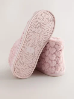 Discount Next Faux Fur Heart Slipper Boots Pink