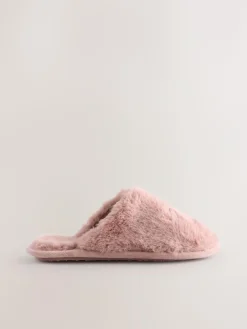 Clearance Next Faux Fur Mule Slippers Pink