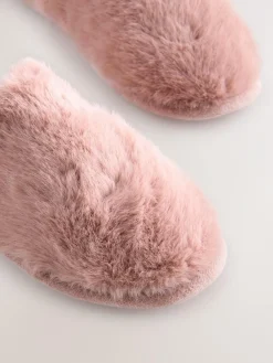 Clearance Next Faux Fur Mule Slippers Pink