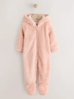 Next Pink Fleece Baby Pramsuit (0mths-2yrs)^ Baby Girls|Baby Girls