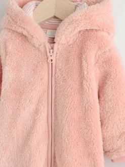 Next Pink Fleece Baby Pramsuit (0mths-2yrs)^ Baby Girls|Baby Girls
