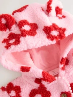 Next Pink Floral All Over Print Borg Hooded Baby Jacket (0mths-2yrs)^ Coats, Jackets & Pramsuits|Coats, Jackets & Pramsuits