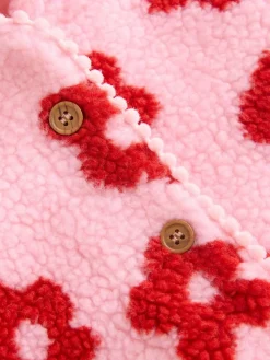 Next Pink Floral All Over Print Borg Hooded Baby Jacket (0mths-2yrs)^ Coats, Jackets & Pramsuits|Coats, Jackets & Pramsuits