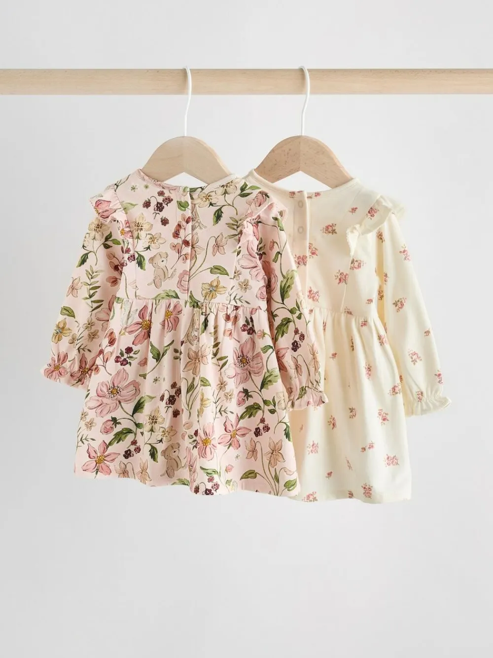 Best Next Baby Jersey Dresses 2 Pack (0mths-2yrs) Pink Floral/ Cream Ditsy