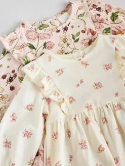 Best Next Baby Jersey Dresses 2 Pack (0mths-2yrs) Pink Floral/ Cream Ditsy