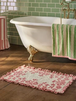 Next Pink Floral Frill Bath Mat^ Towels & Bathmats