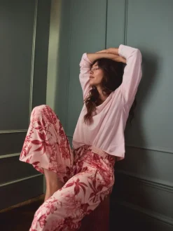 Next Pink Floral Kew Collection Long Sleeve Pyjamas^Women Nightwear|Pyjamas
