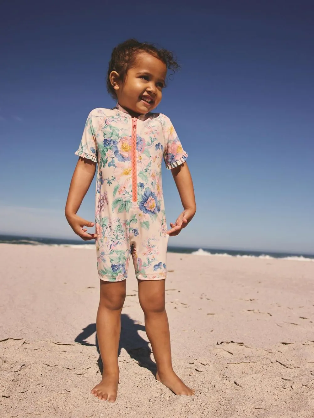 Next Pink Floral Print Sunsafe Swimsuit (3mths-10yrs)^ Swimwear|Swimwear