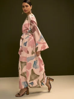 Next V-Neck 3/4 Length Sleeve Maxi Kaftan Dress^Women Occasion Dresses|Maxi Dresses