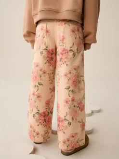 Hot Next Pink Floral Print Wide Leg Jeans (3-16yrs)