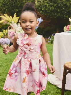 Clearance Next Scuba Occasion Dress (3mths-7yrs) Pink Floral