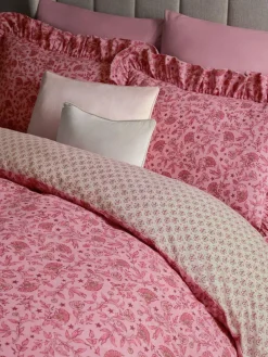 Discount Next Pink Floral Star Supersoft 100% Brushed Cotton Frill Duvet Cover and Pillowcase Set