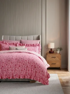 Discount Next Pink Floral Star Supersoft 100% Brushed Cotton Frill Duvet Cover and Pillowcase Set