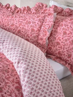 Discount Next Pink Floral Star Supersoft 100% Brushed Cotton Frill Duvet Cover and Pillowcase Set
