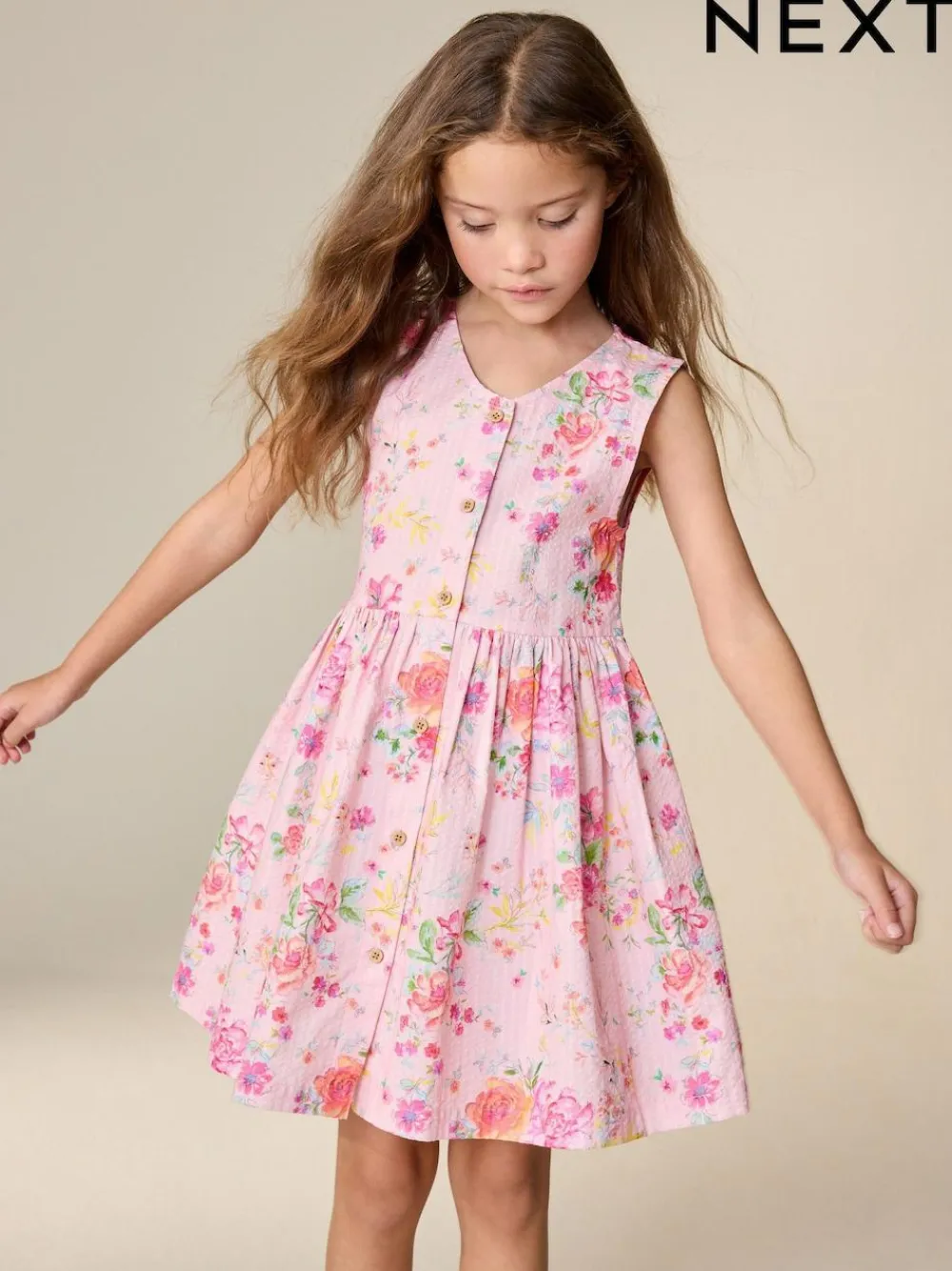 Next Stripe Short Sleeve Button Through Dress (3-16yrs)^ Dresses