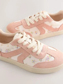 New Next Wide Fit (G) Retro Trainers Pink Floral