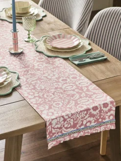 Outlet Next Pink Floral Woodblock Kitchen Table Runner