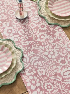 Outlet Next Pink Floral Woodblock Kitchen Table Runner