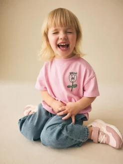 Discount Next Short Sleeve Embroidered T-Shirt (3mths-7yrs) Pink Flower