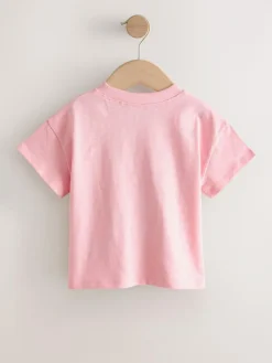 Discount Next Short Sleeve Embroidered T-Shirt (3mths-7yrs) Pink Flower