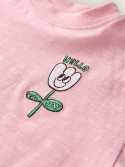 Discount Next Short Sleeve Embroidered T-Shirt (3mths-7yrs) Pink Flower