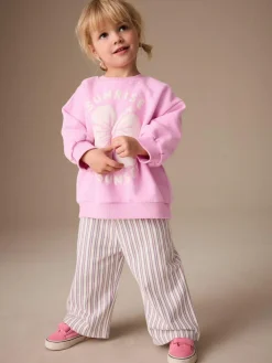 Next Pink Flower Sweatshirt & Wide Leg Trousers Set (3mths-7yrs)^ Sets & Coords