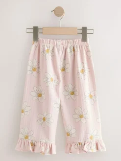 Next Pink Flower Wide Leg Frill Trousers (3mths-7yrs)^ Pants & Leggings|Pants & Leggings