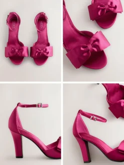 Best Next Forever Comfort® Satin Bow Block Heeled Sandals Pink