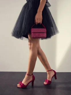 Best Next Forever Comfort® Satin Bow Block Heeled Sandals Pink