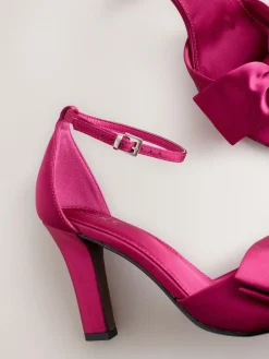 Best Next Forever Comfort® Satin Bow Block Heeled Sandals Pink