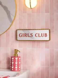 Next Pink Girls Club Mirrored Sign Ornament^ Ornaments|Bathroom Accessories