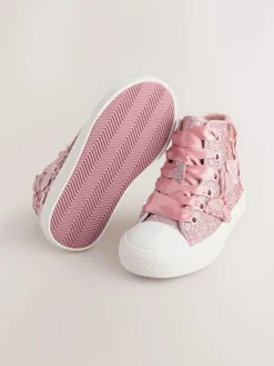 Next High Top Trainers Pink Glitter Butterfly
