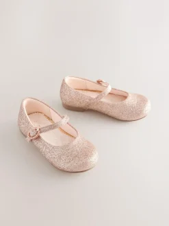 Next Pink Glitter Wide Fit (G) Flower Girl Occasion Mary Jane Shoes