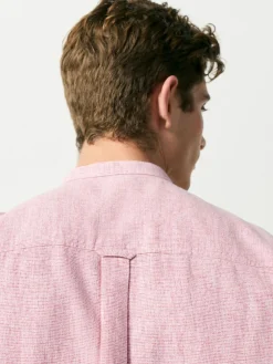 Next Grandad Collar Cotton Linen Blend Short Sleeve Shirt^ Shirts