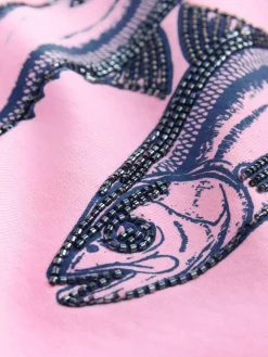 Clearance Next Pink Graphic Beaded Fish Graphic Sweatshirt