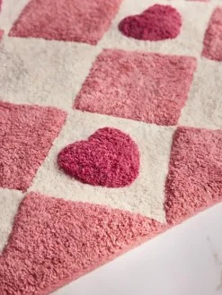 Next Pink Heart Bath Mat^ Towels & Bathmats
