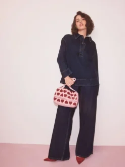 Hot Next Pink Heart Beaded Shoulder Bag